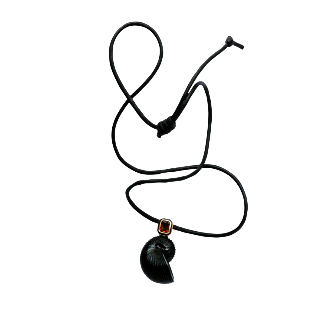 Onyx Nautilus Citrine Necklace