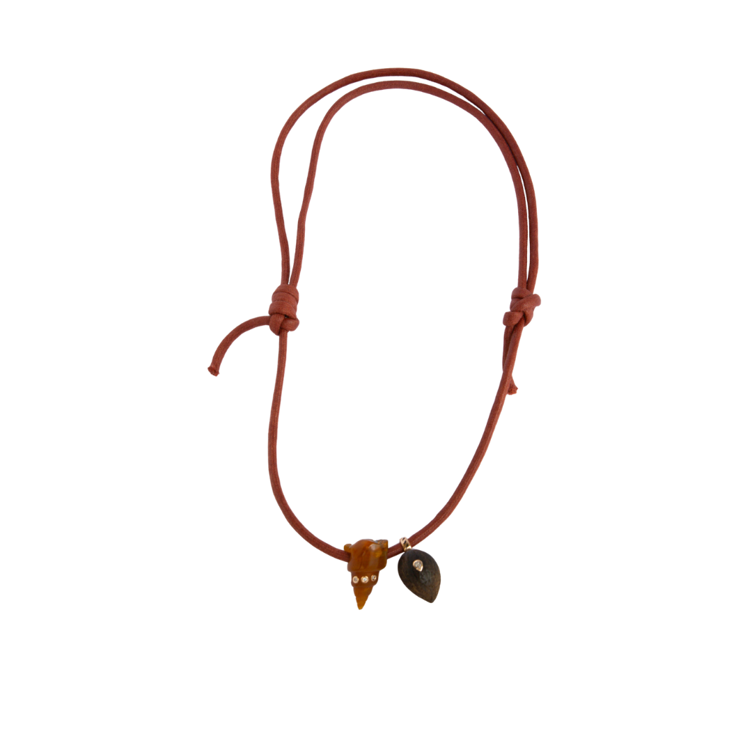 Fossil Agate & Coquito Diamond Necklace