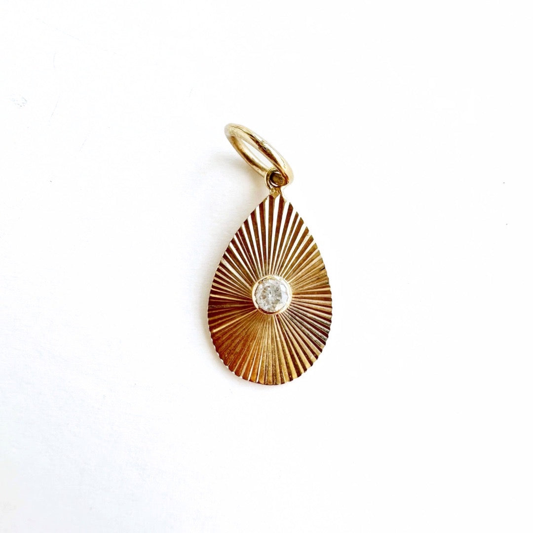 Fluted Tear Drop Diamond Charm