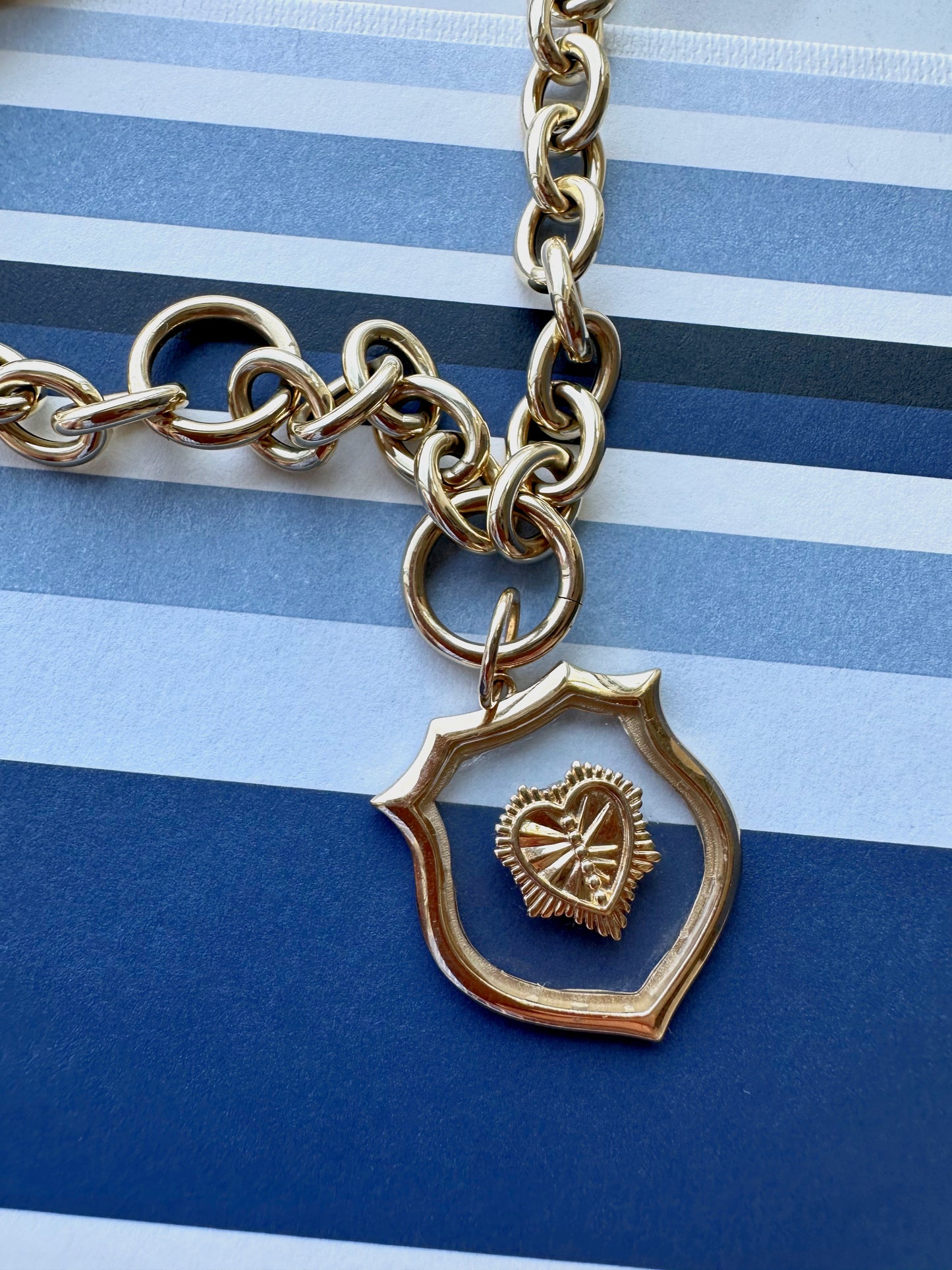 Louise Topaz & Gold Shield Charm