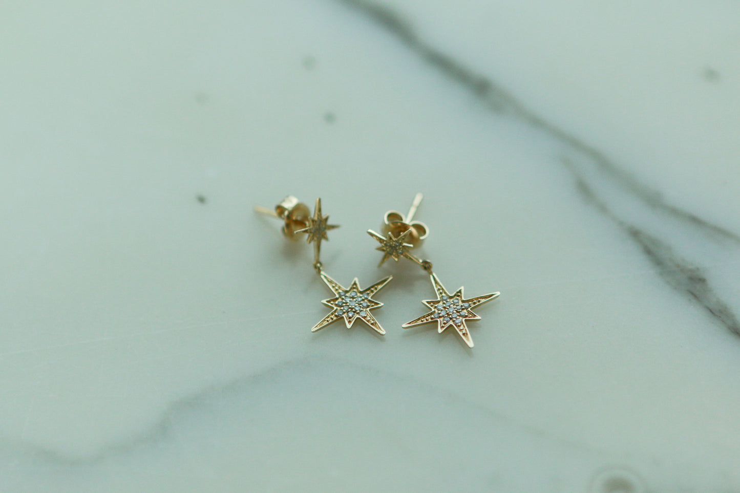 Diamond Starburst Dangle Earrings