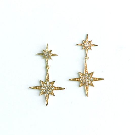 Diamond Starburst Dangle Earrings