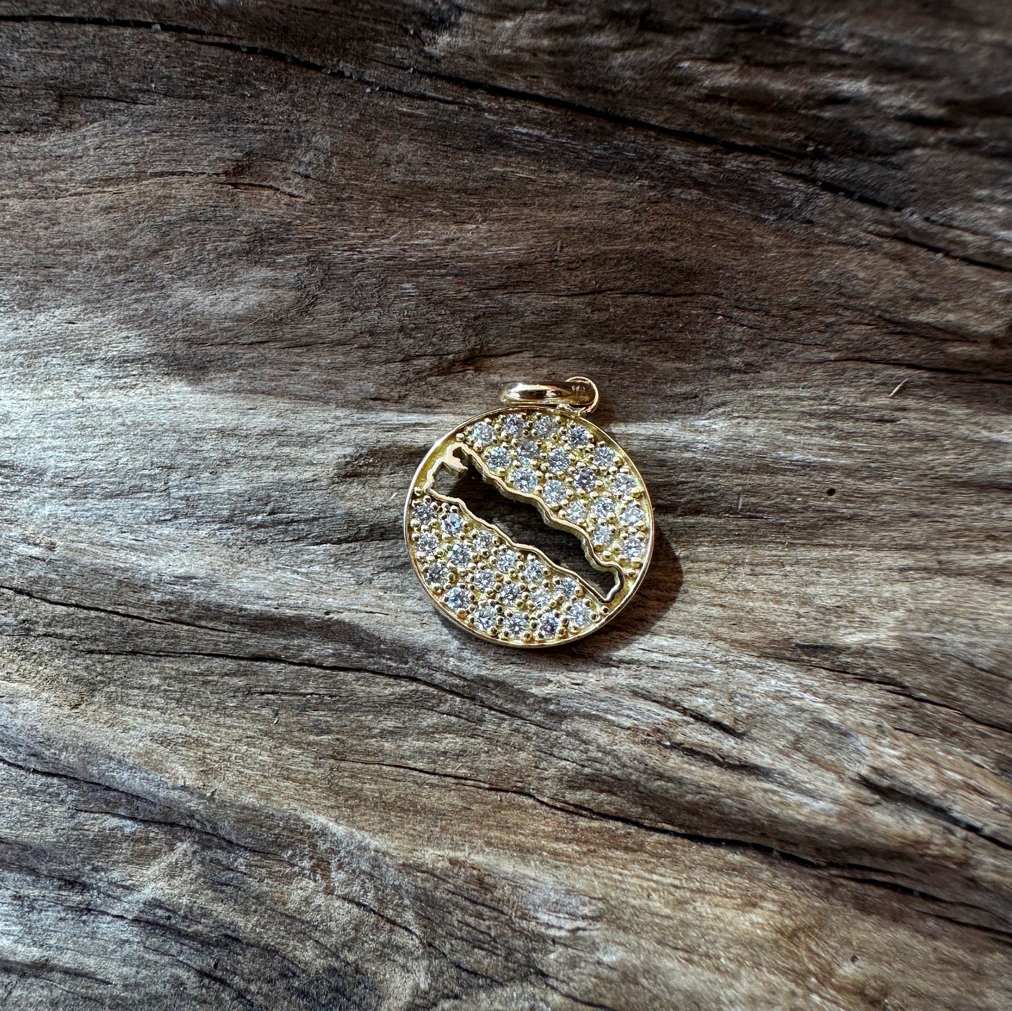 Le Rive 30A Pave Diamond Large Coin Pendant