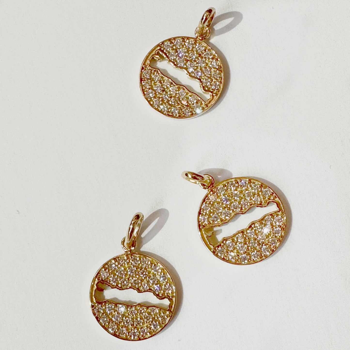 Le Rive 30A Pave Diamond Large Coin Necklace in Anis