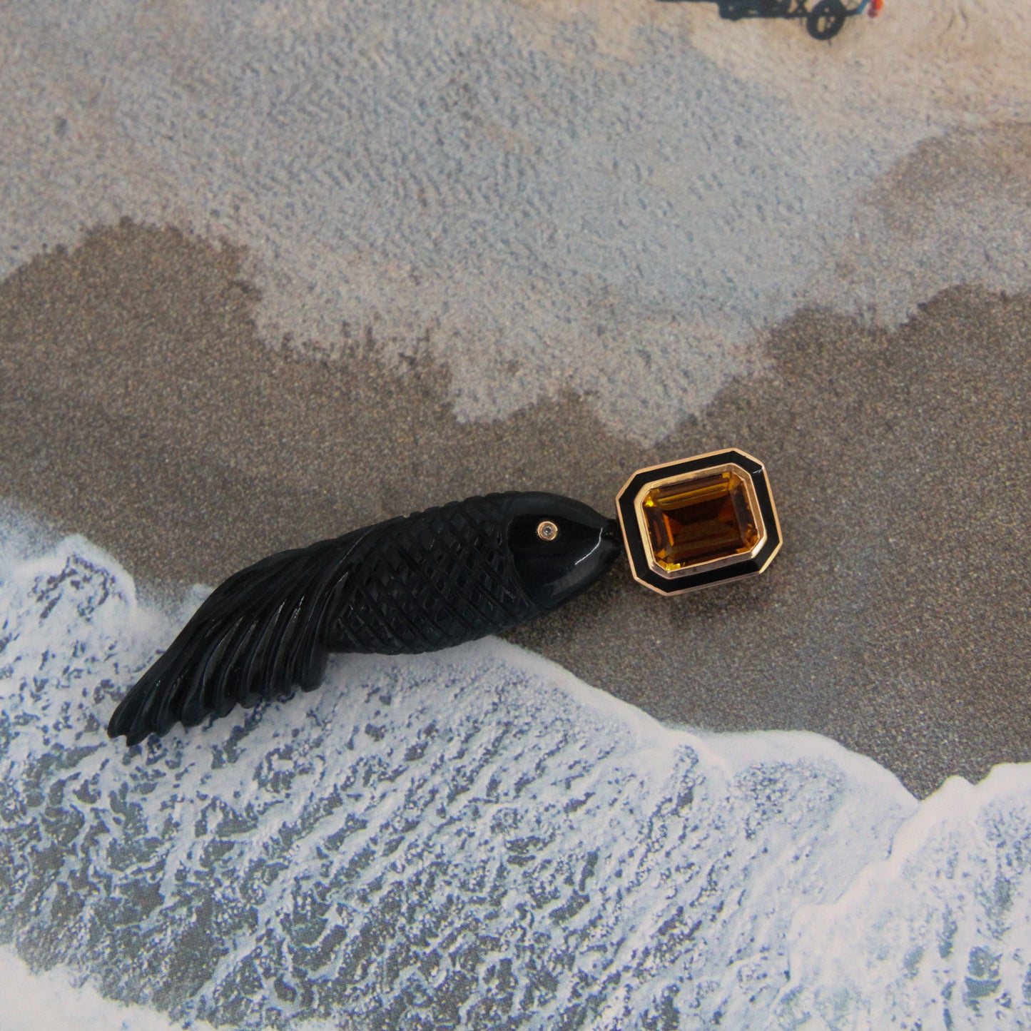 Long Tail Fish With Blue Tiger Eye & Citrine Charm