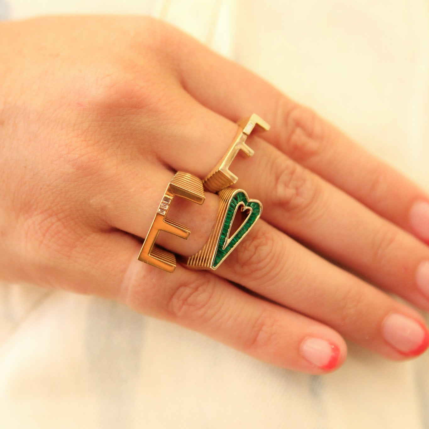Ribbed Initial Ring - E