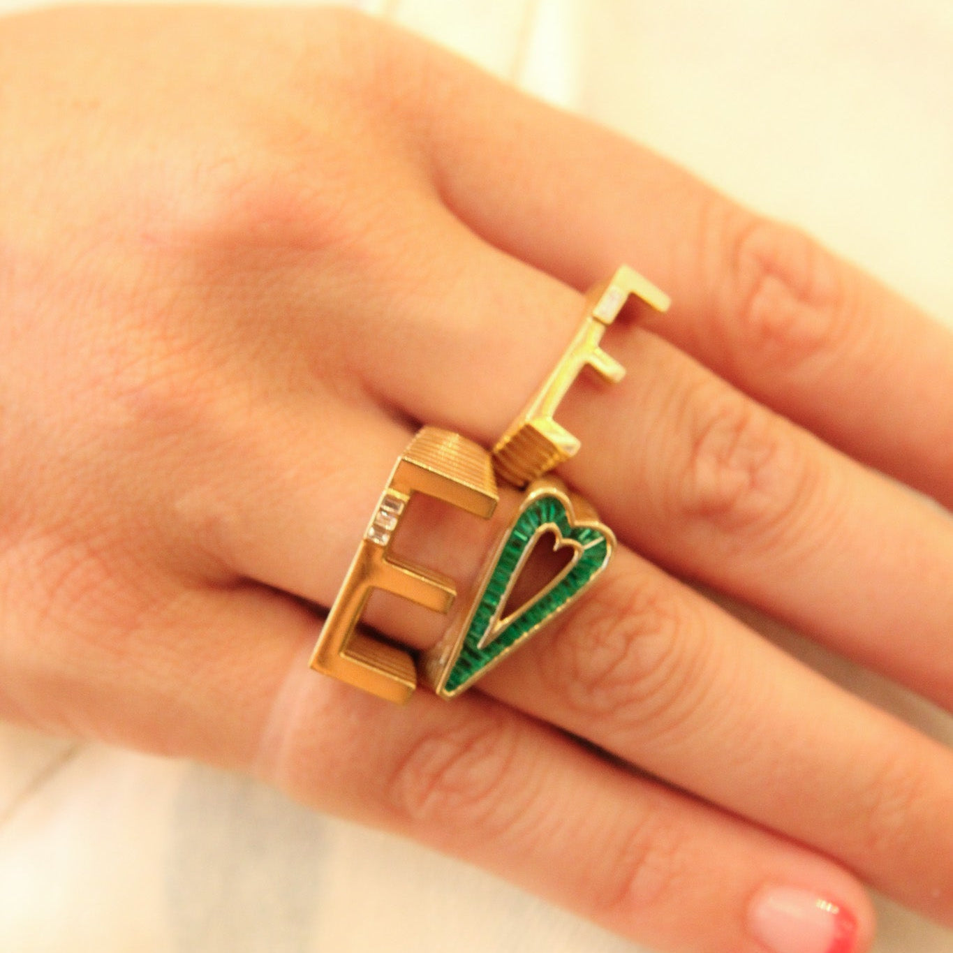 Grandsize Emerald Encrusted Heart Ring