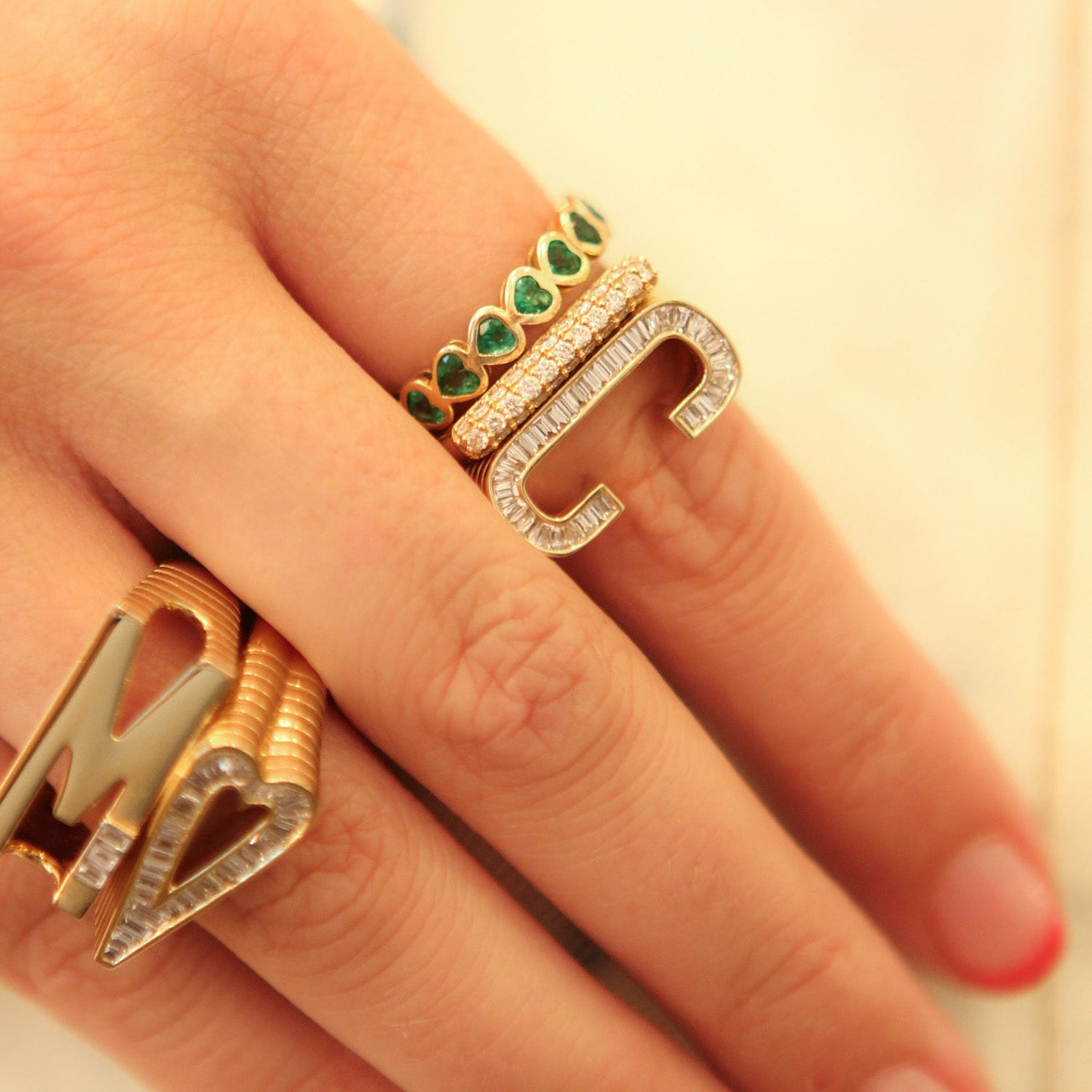 Grandsize Diamond Encrusted Initial Ring - C