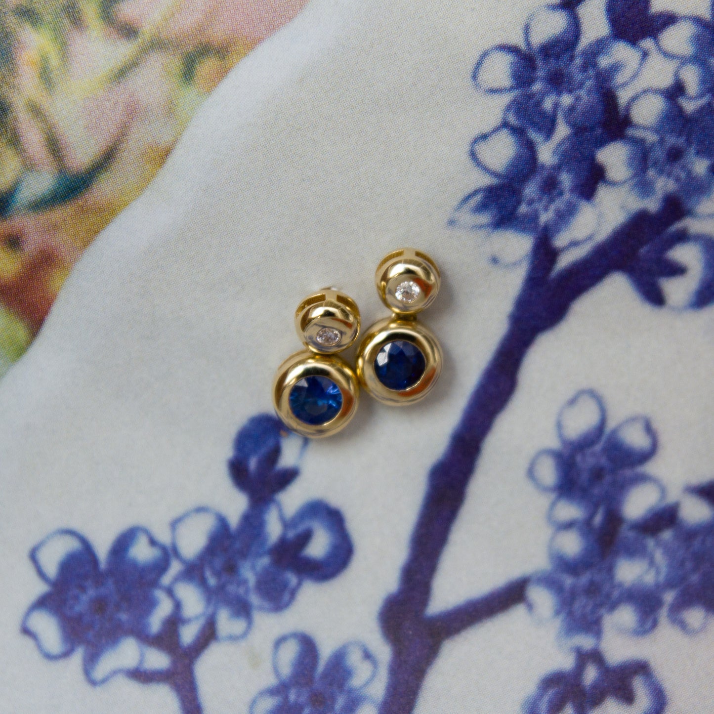 Arina Sapphire + Diamond Bezel Studs