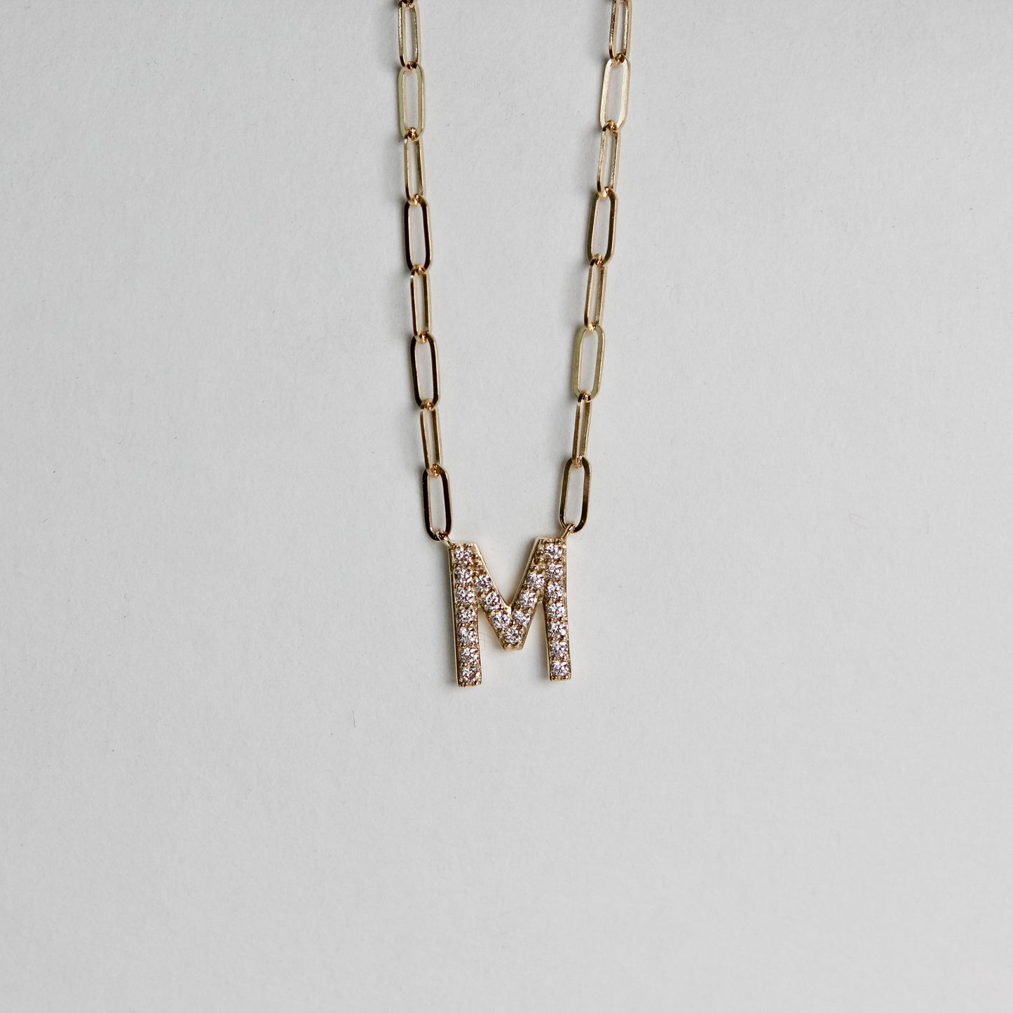 So Classic Paperclip Initial Necklace "M"