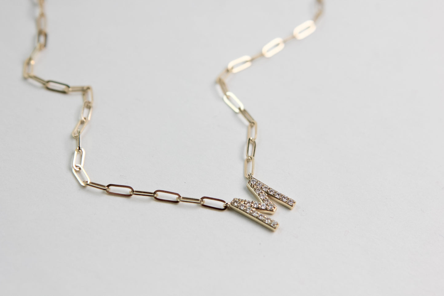 So Classic Paperclip Initial Necklace "M"