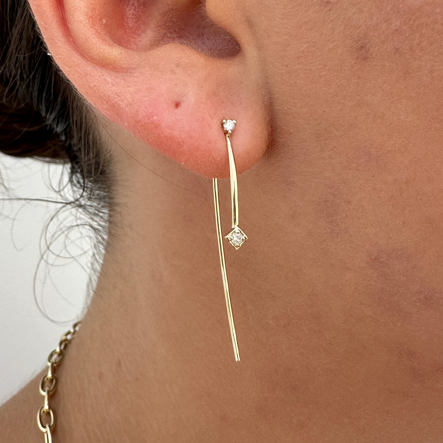 Val Diamond Wire Threader Earrings
