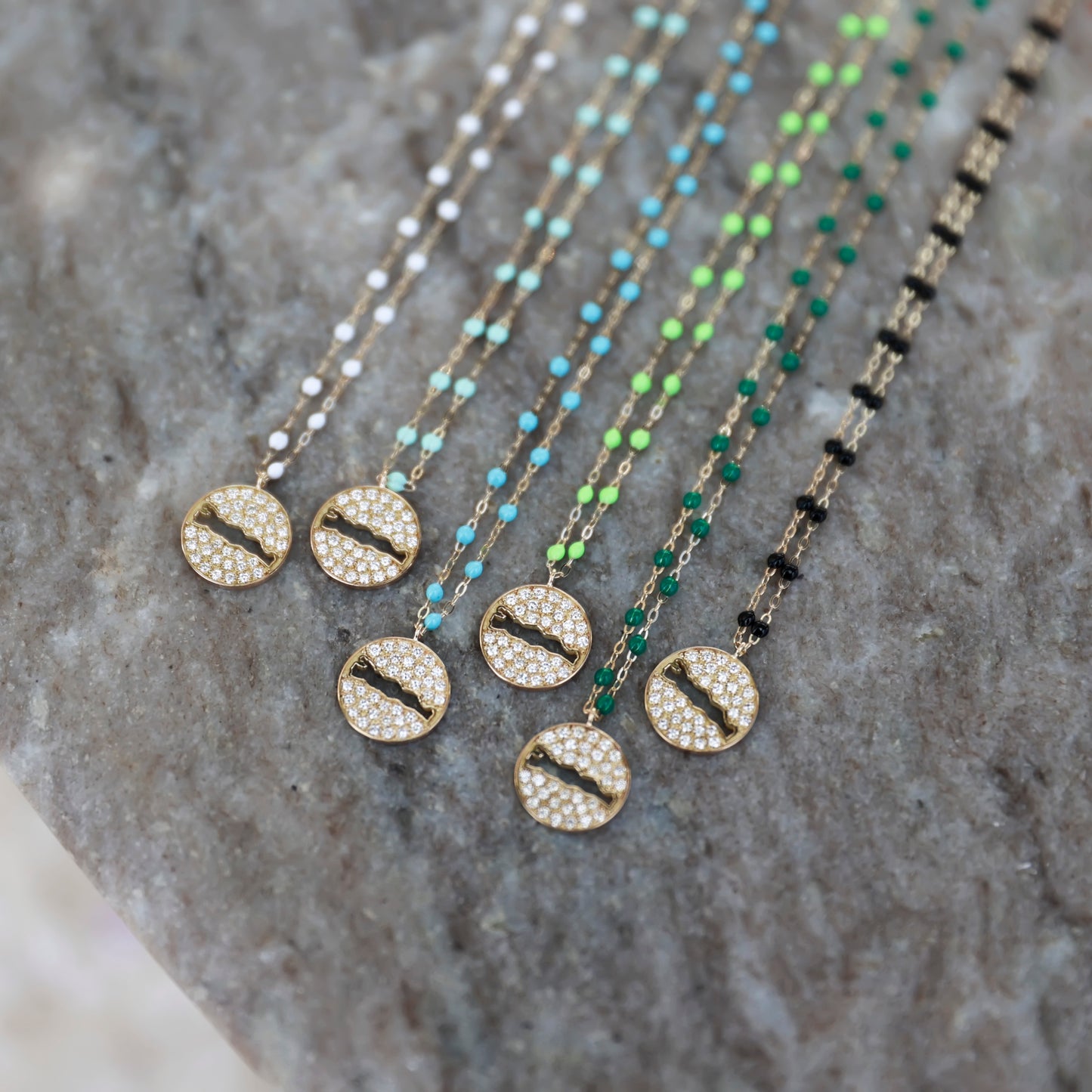 Le Rive 30A Pave Diamond Large Coin Necklace in Anis