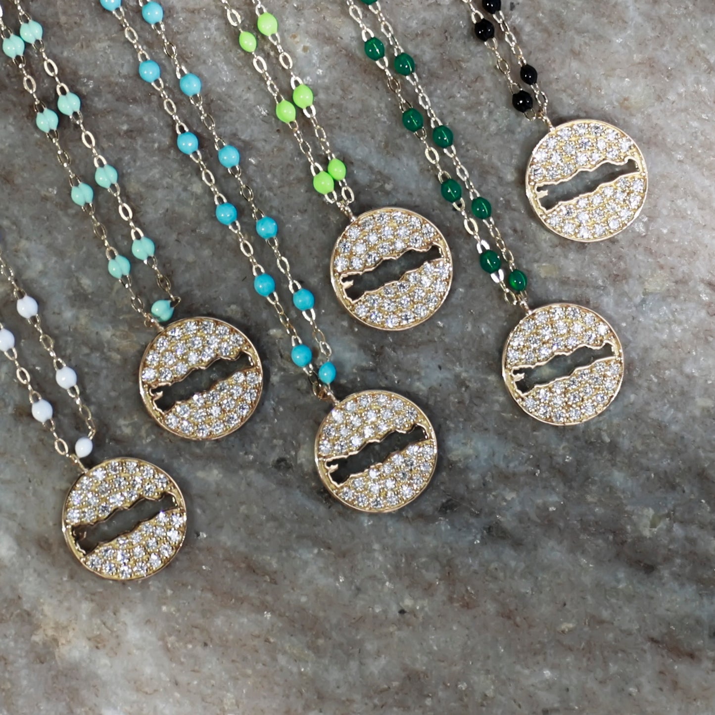 *PRE-ORDER Le Rive 30A Pave Diamond Large Coin Necklace in Jade