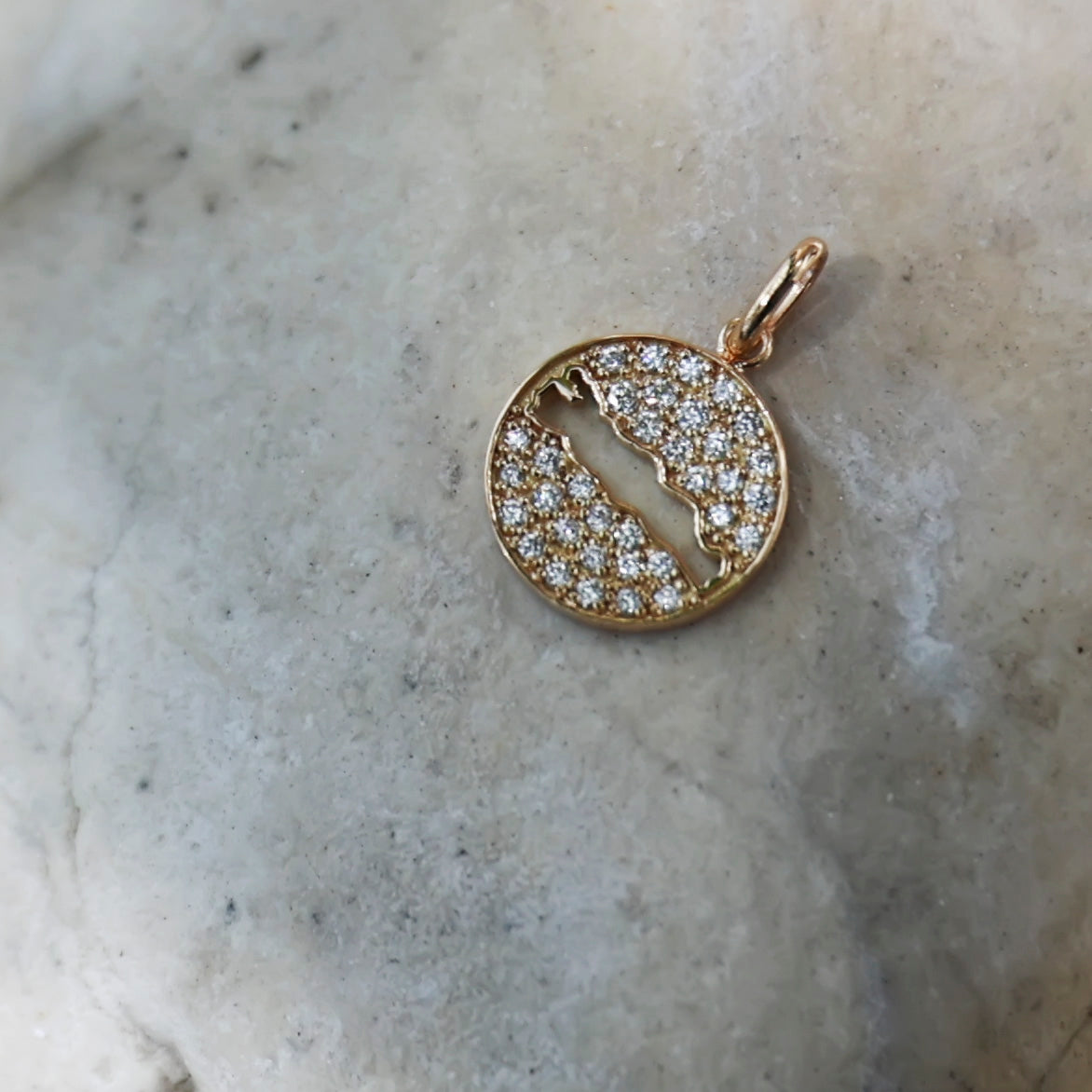Le Rive 30A Pave Diamond Large Coin Pendant