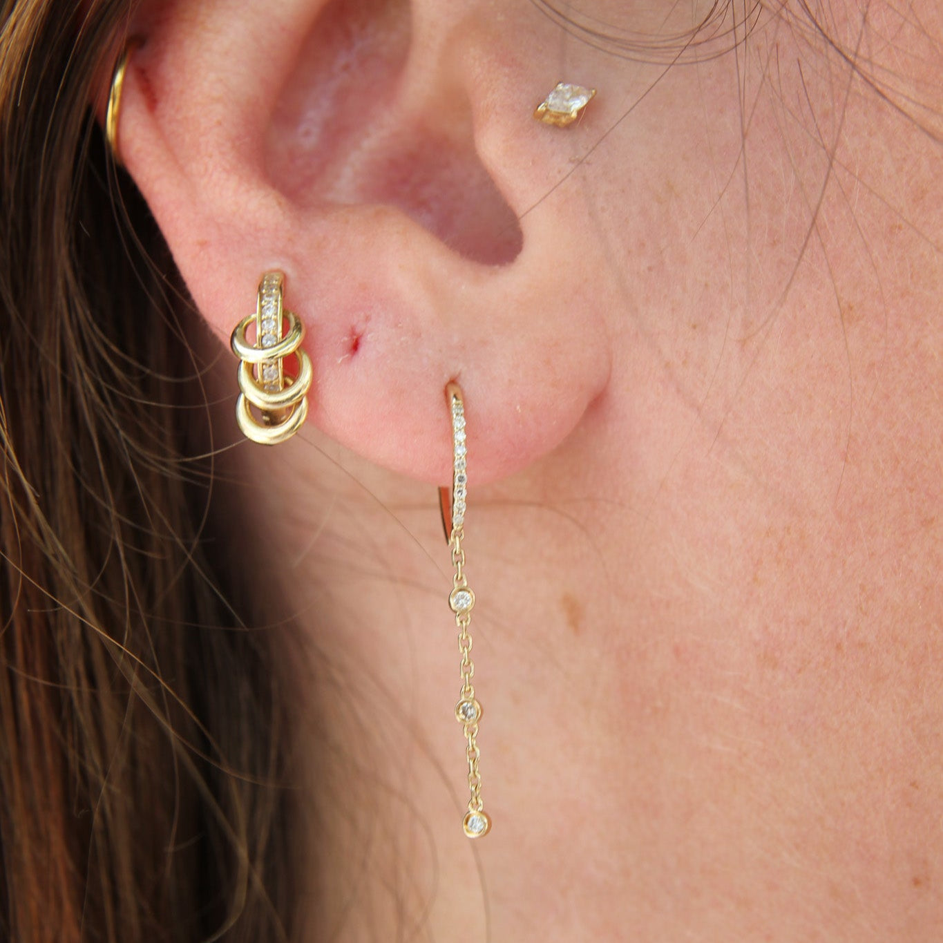 Pave Diamond Threader Earrings