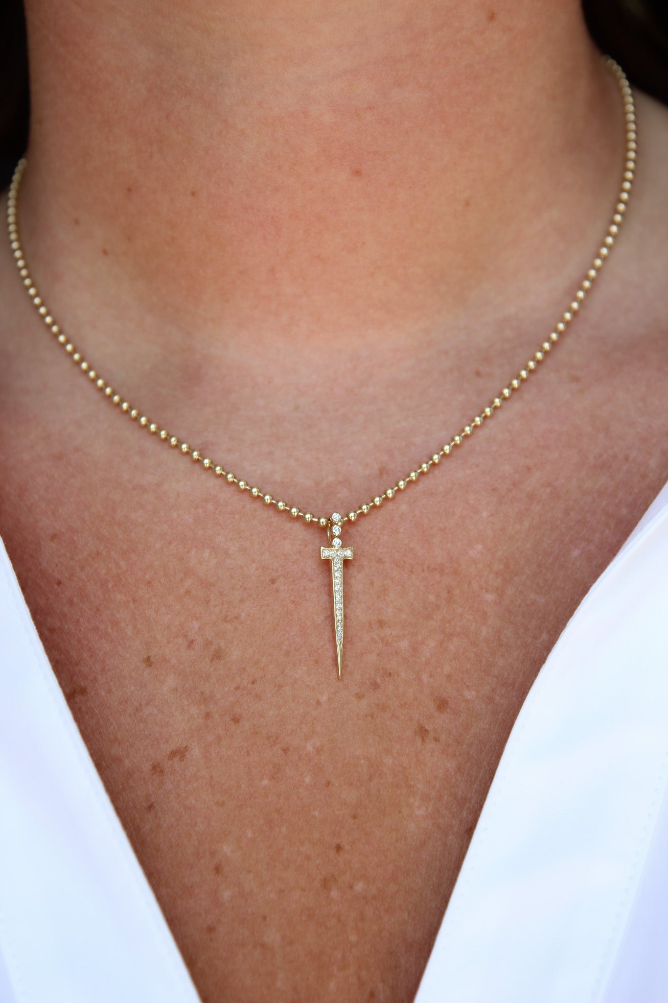 Diamond Dagger Cross Charm