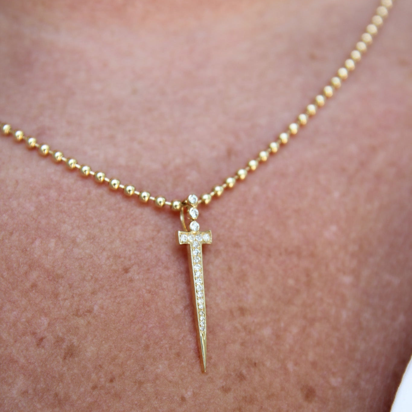 Diamond Dagger Cross Charm