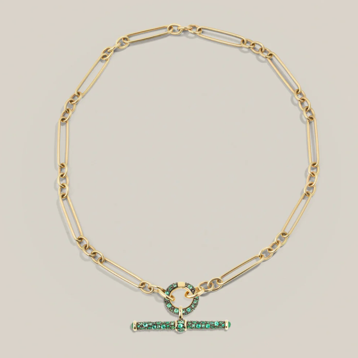 Ellison T-Bar Pendant in Emerald