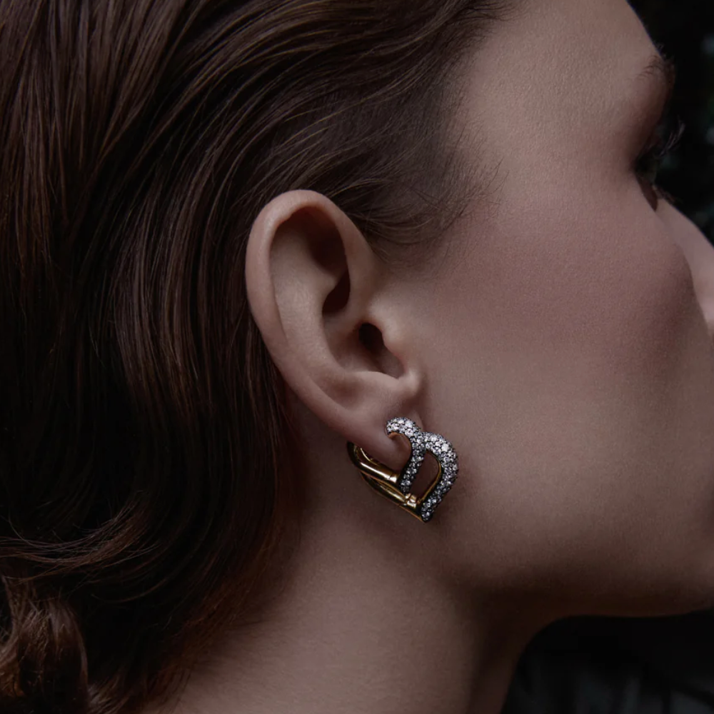 pave heart earring