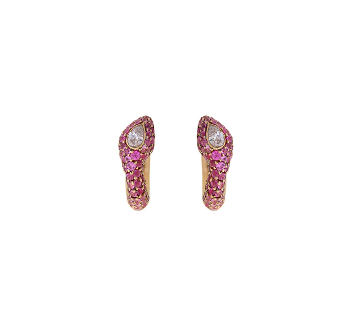 Basilik Pink Sapphire Huggies