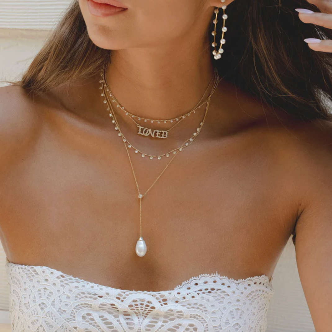 Iris Pearl Drop Lariat