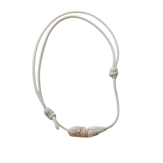 Classic Coral Conch & Diamond Necklace