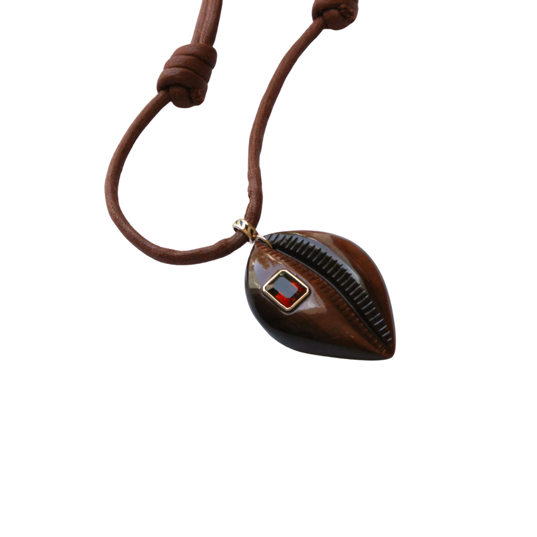 Grande Red Tiger's Eye Cowry Necklace