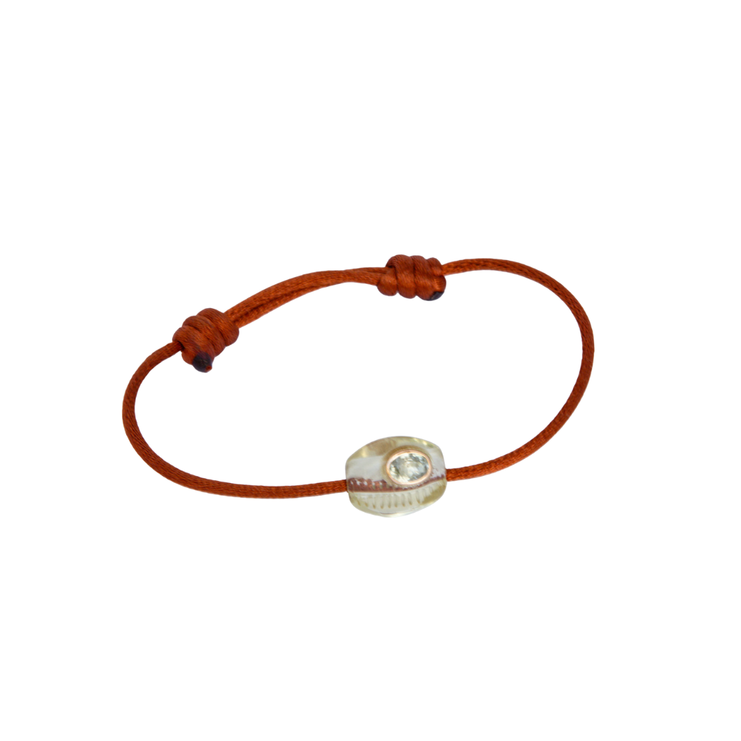 Lemon Quartz Cowry Silk Bracelet