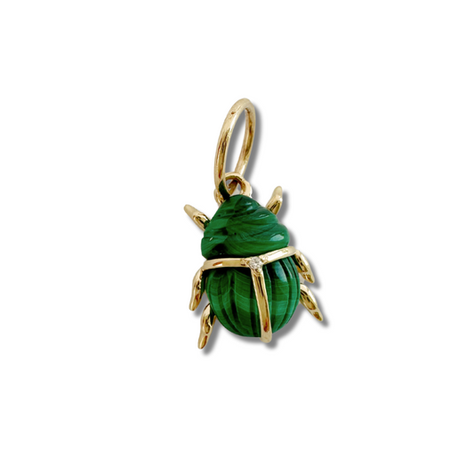 Malachite Scarab Charm