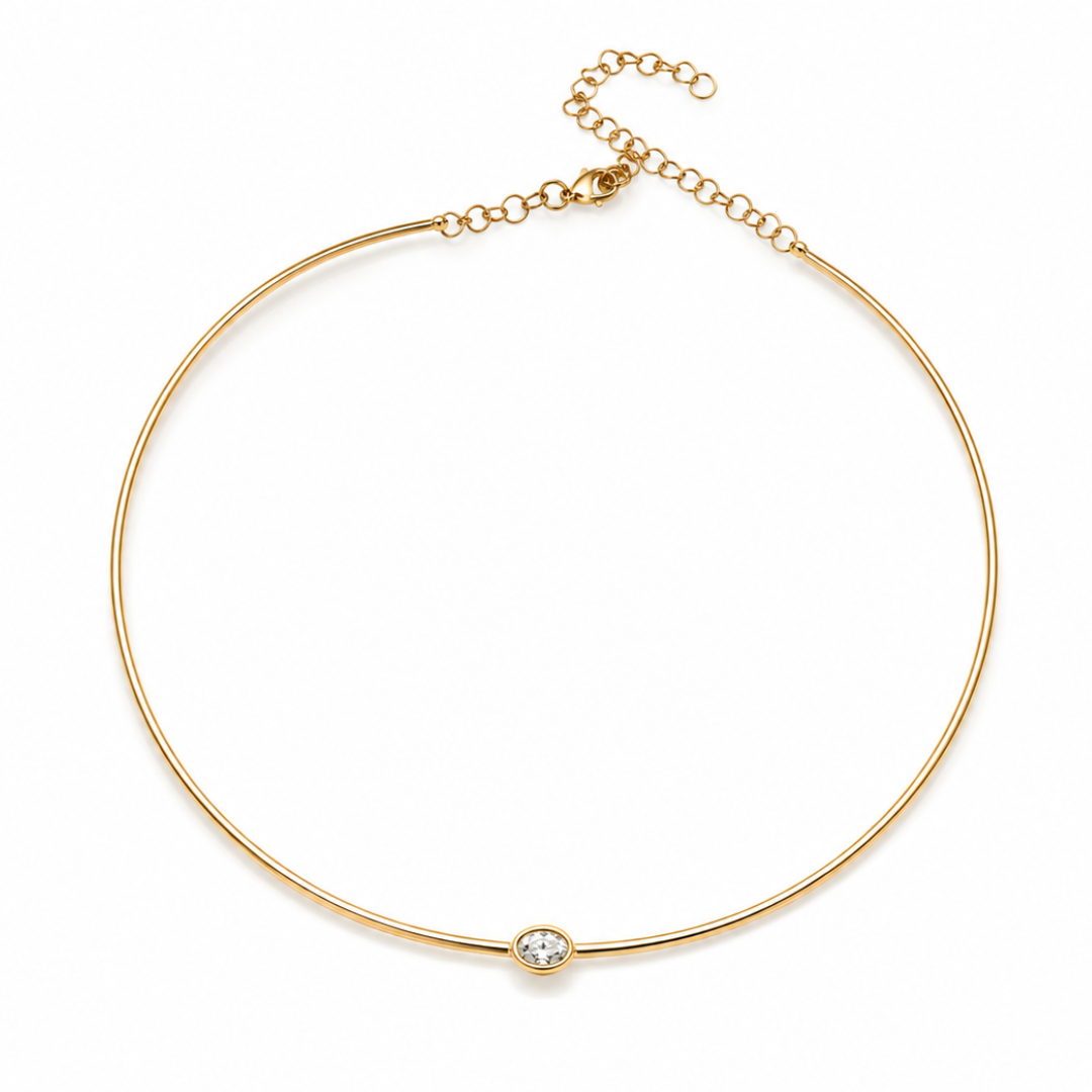 Elliot Omega Collar with Oval Diamond