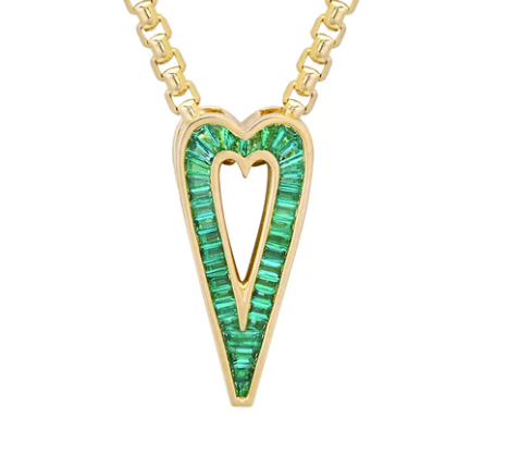 Slide-On Grandsize Emerald Encrusted Heart