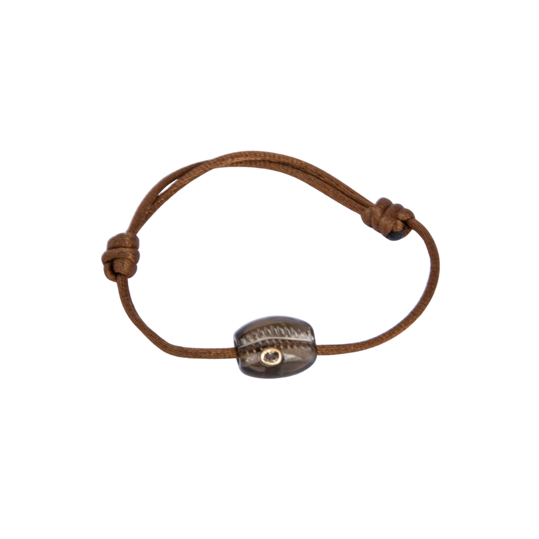 Cowry & Orange Sapphire Silk Bracelet