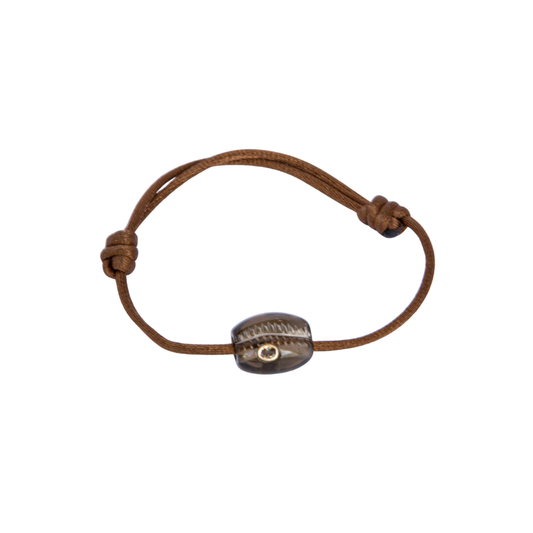 Cowry & Orange Sapphire Silk Bracelet