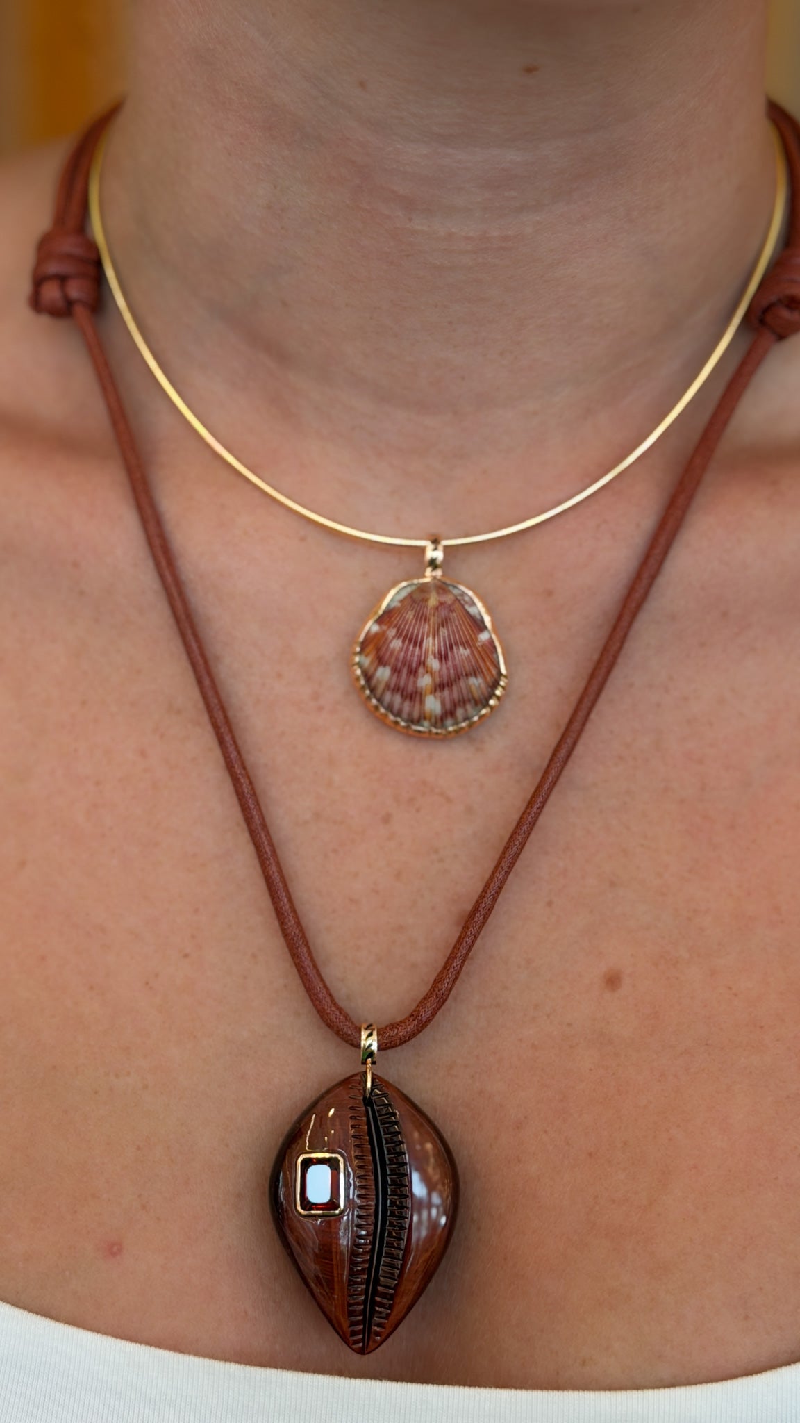 Grande Red Tiger's Eye Cowry Necklace