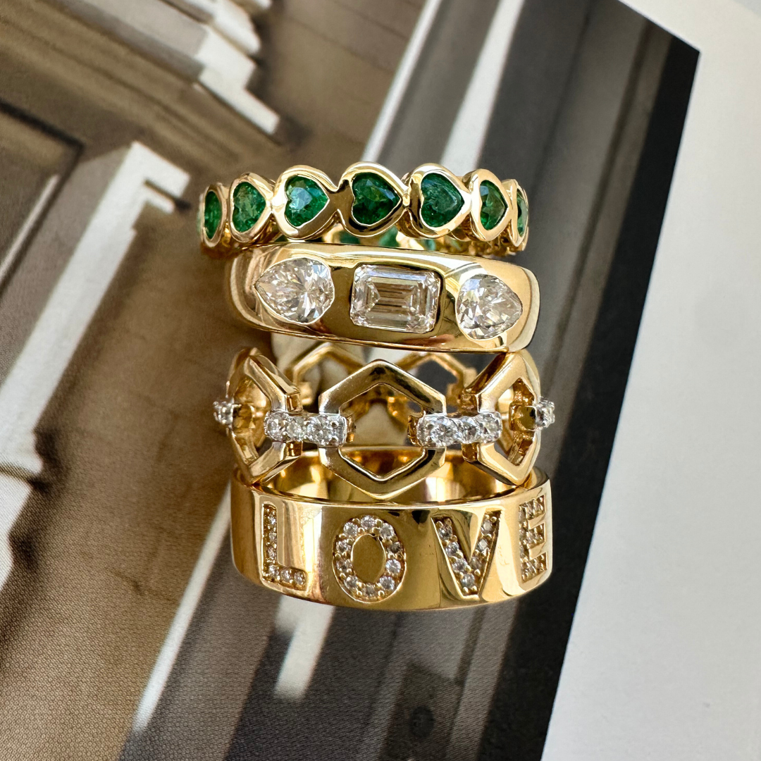 Susannah Emerald Hearts Eternity Band