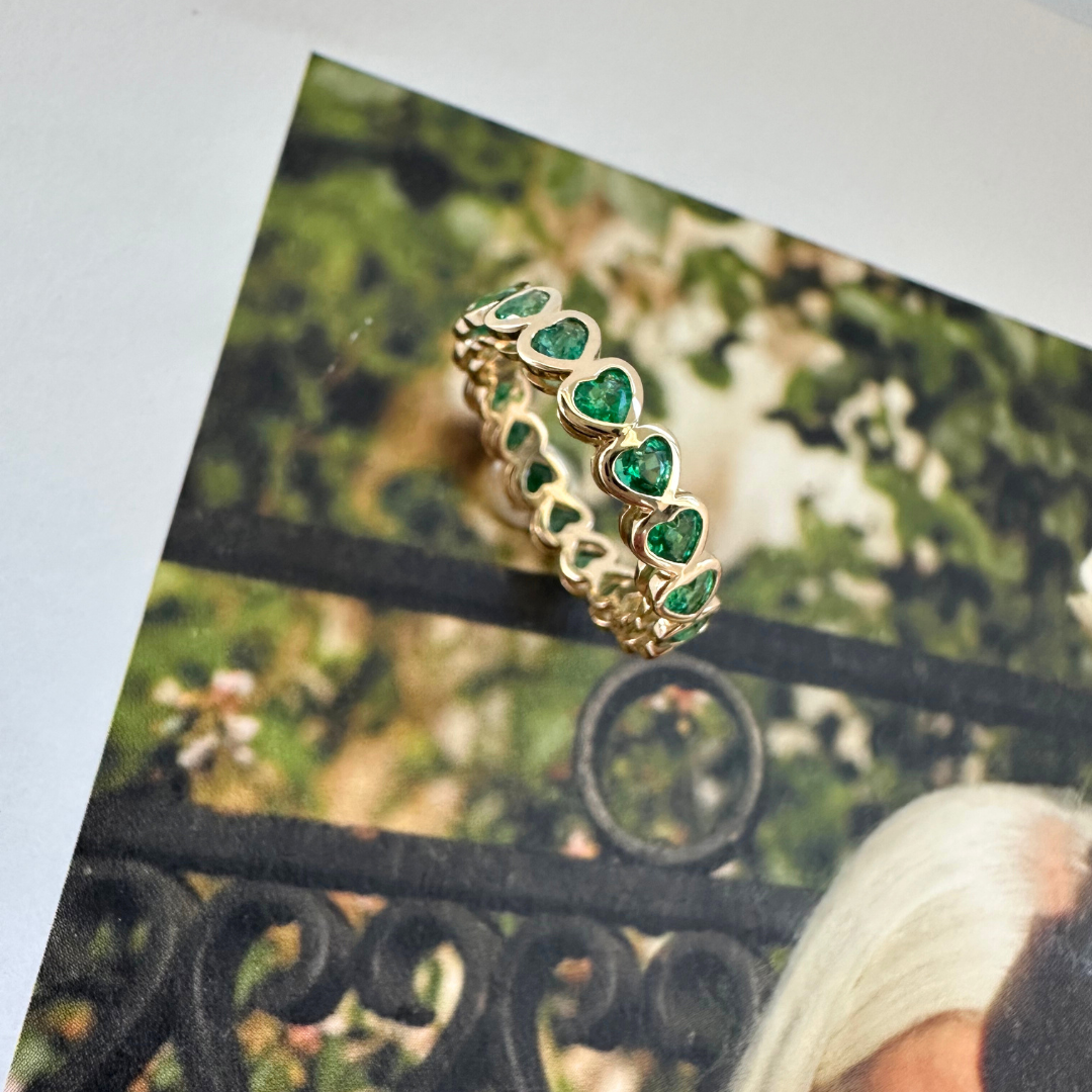 Susannah Emerald Hearts Eternity Band