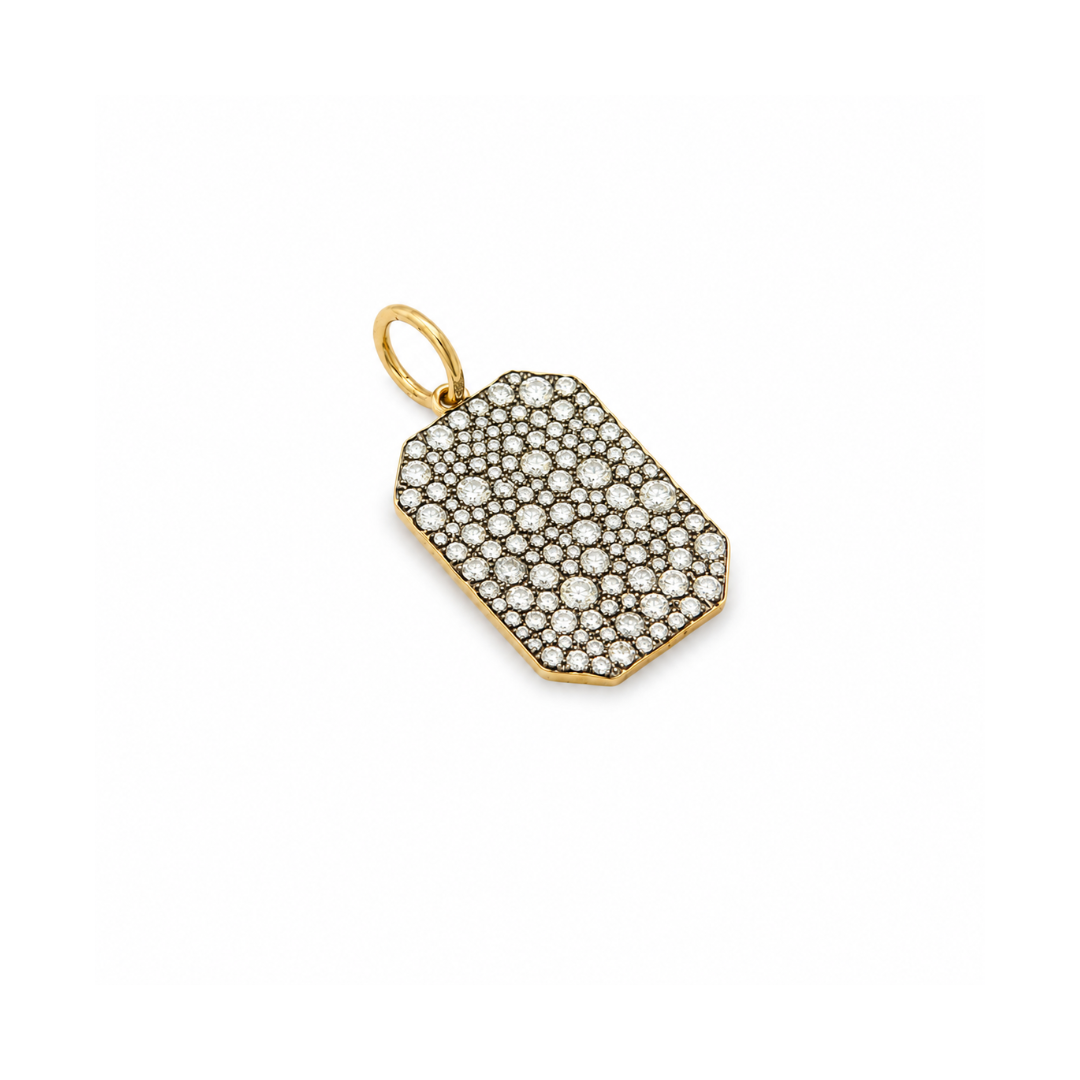 Garrett Pave Diamond & Rhodium Dog Tag Charm