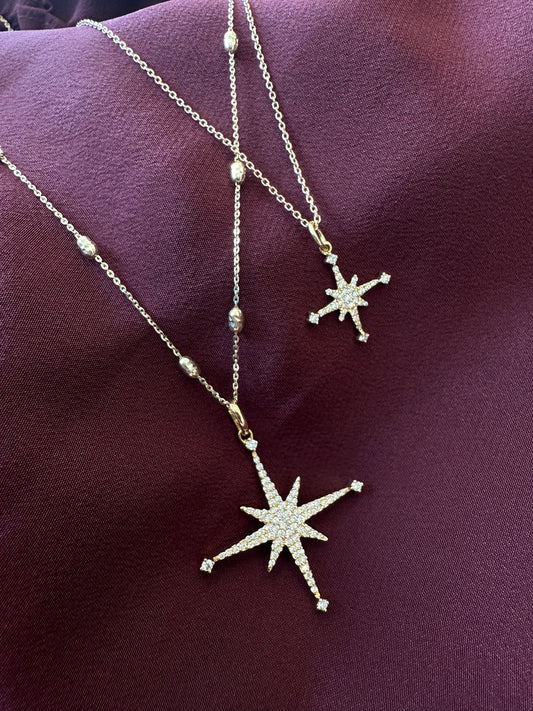 Large Celeste Star on Faceted Chain
