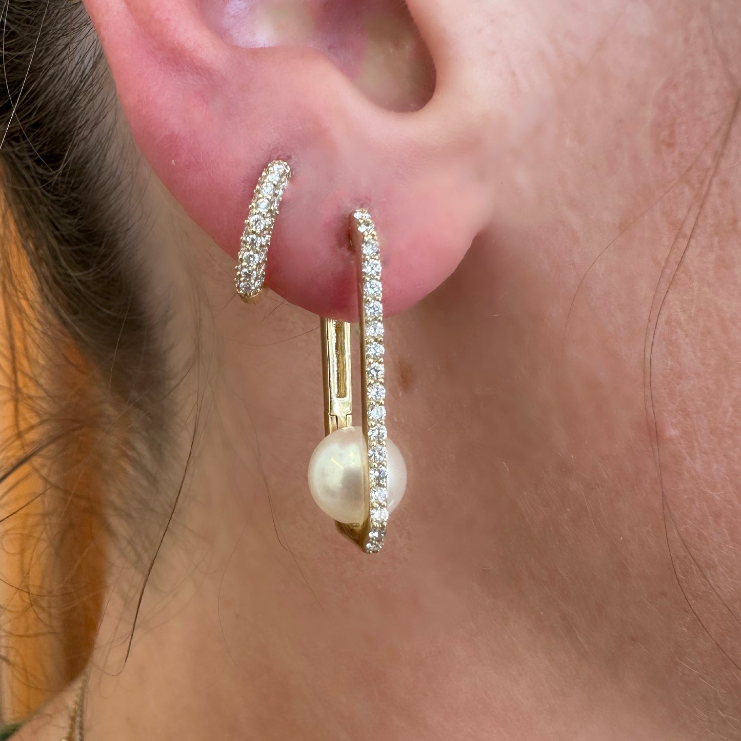 Evangeline Diamond & Pearl Earrings