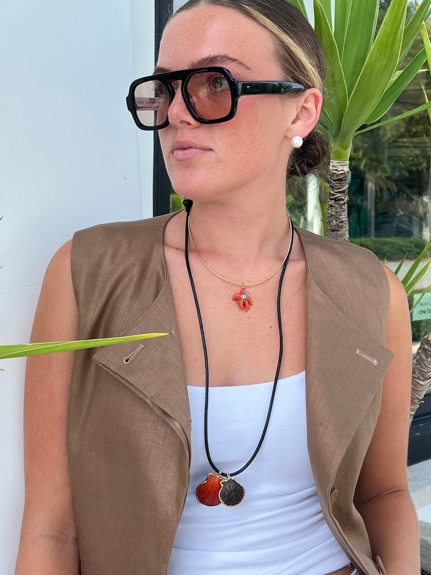 Double Shell Pendant Necklace
