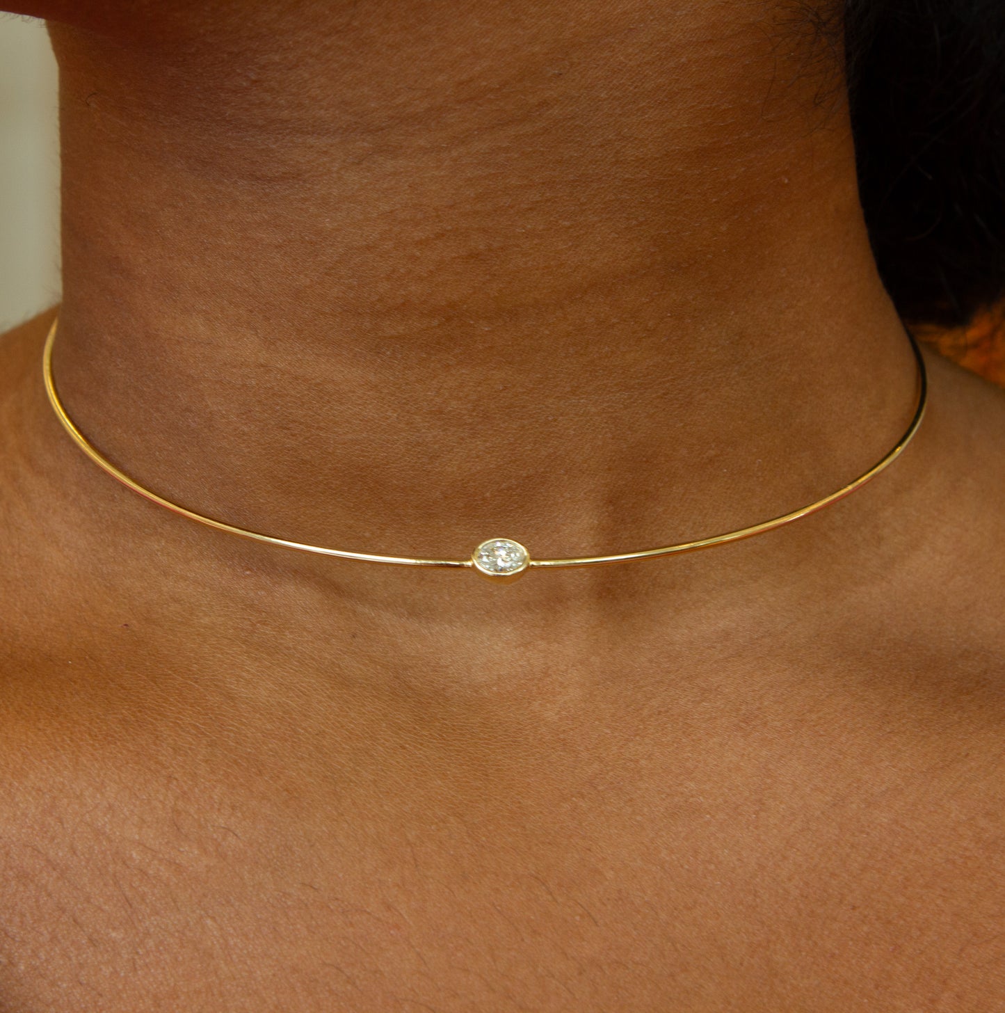 Elliot Omega Collar with Oval Diamond