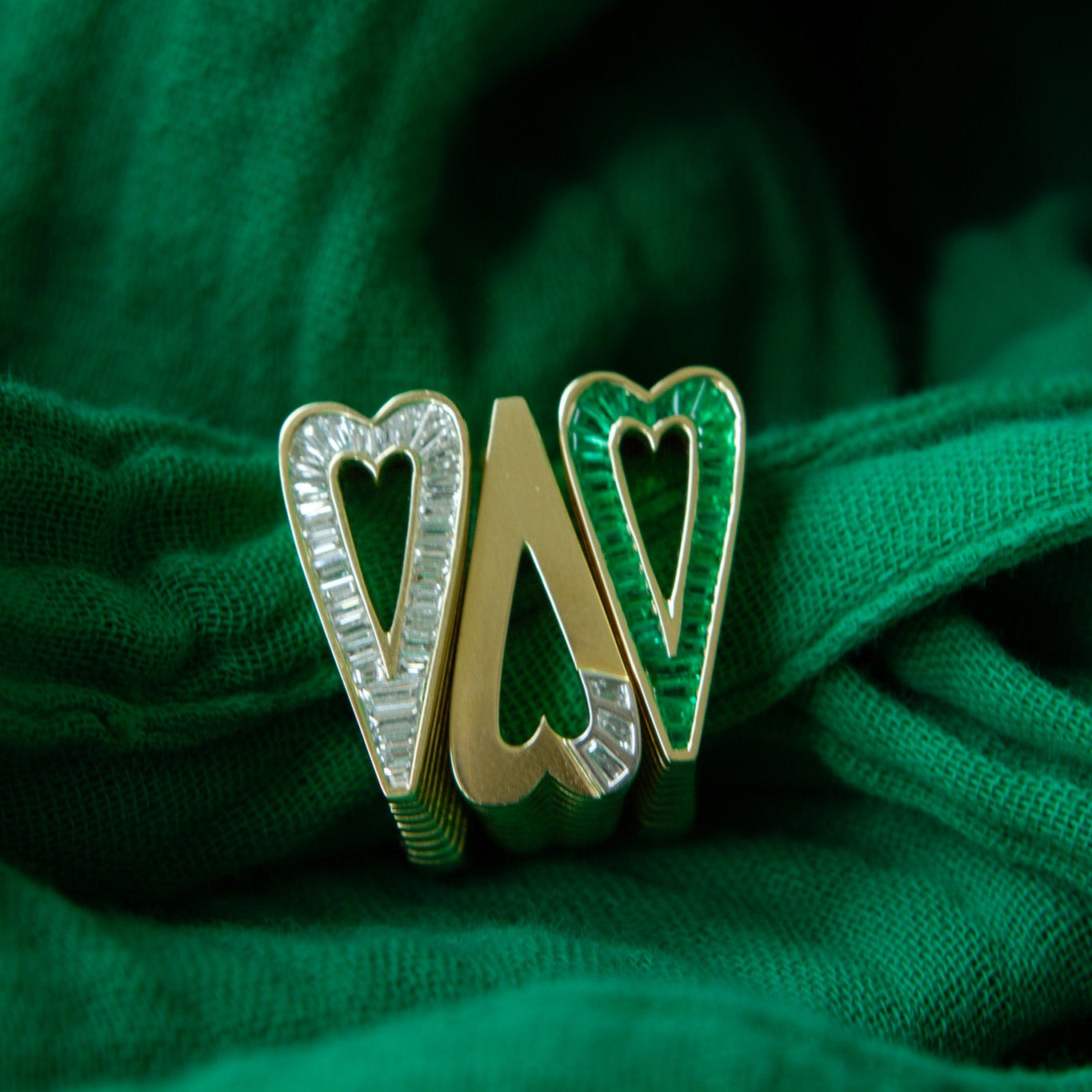 Grandsize Emerald Encrusted Heart Ring