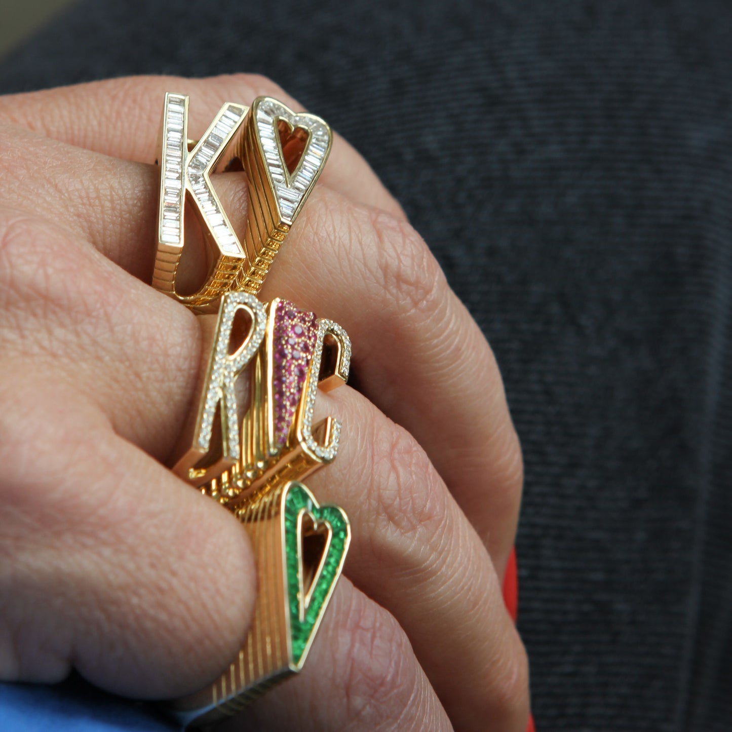 Grandsize Emerald Encrusted Heart Ring