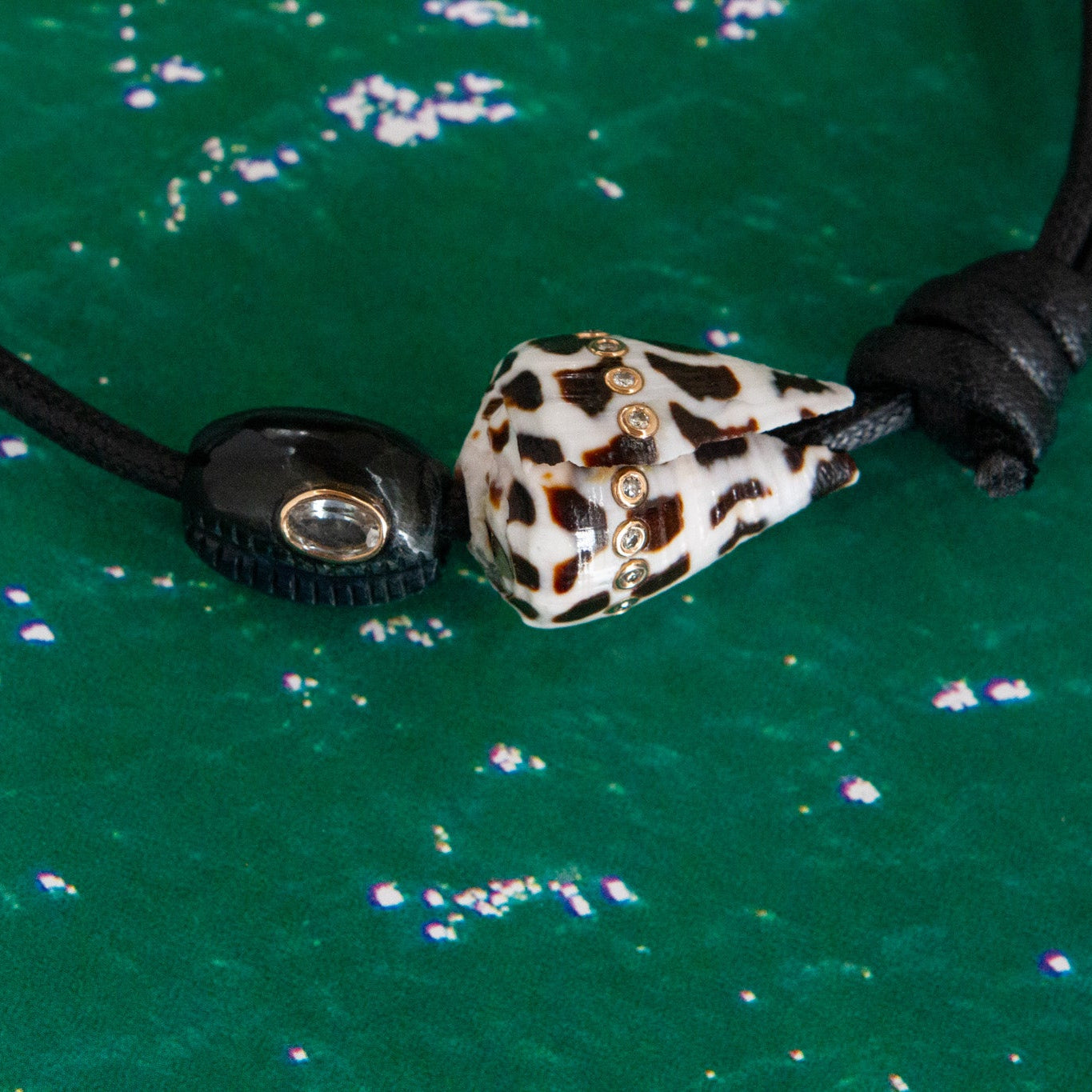 Blue Tiger Eye Cowry & Conus Necklace