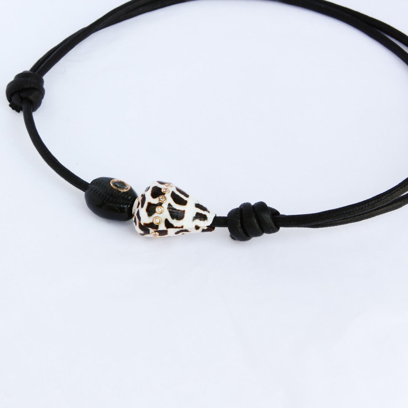 Blue Tiger Eye Cowry & Conus Necklace