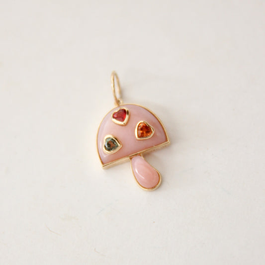 Pink Opal Mushroom Charm