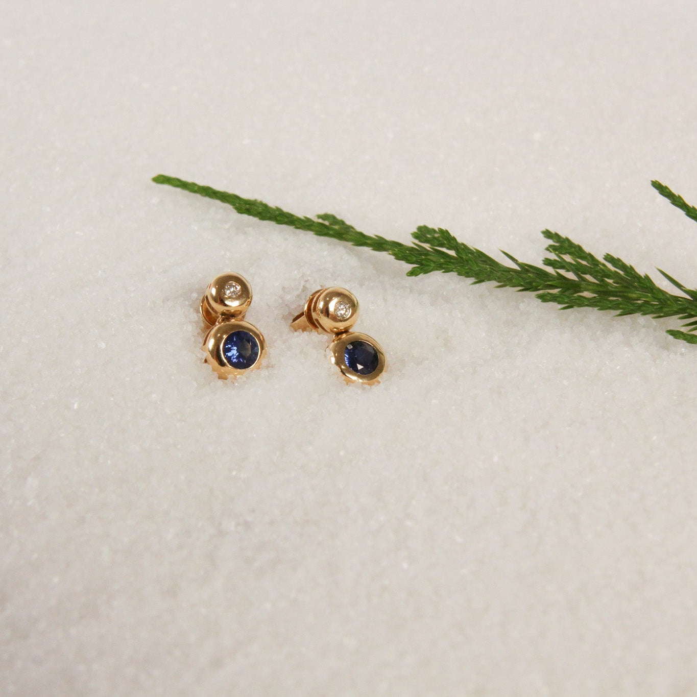 Arina Sapphire + Diamond Bezel Studs