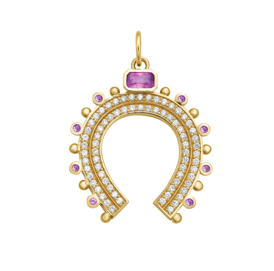 Lucky Pink Sapphire Horseshoe Charm