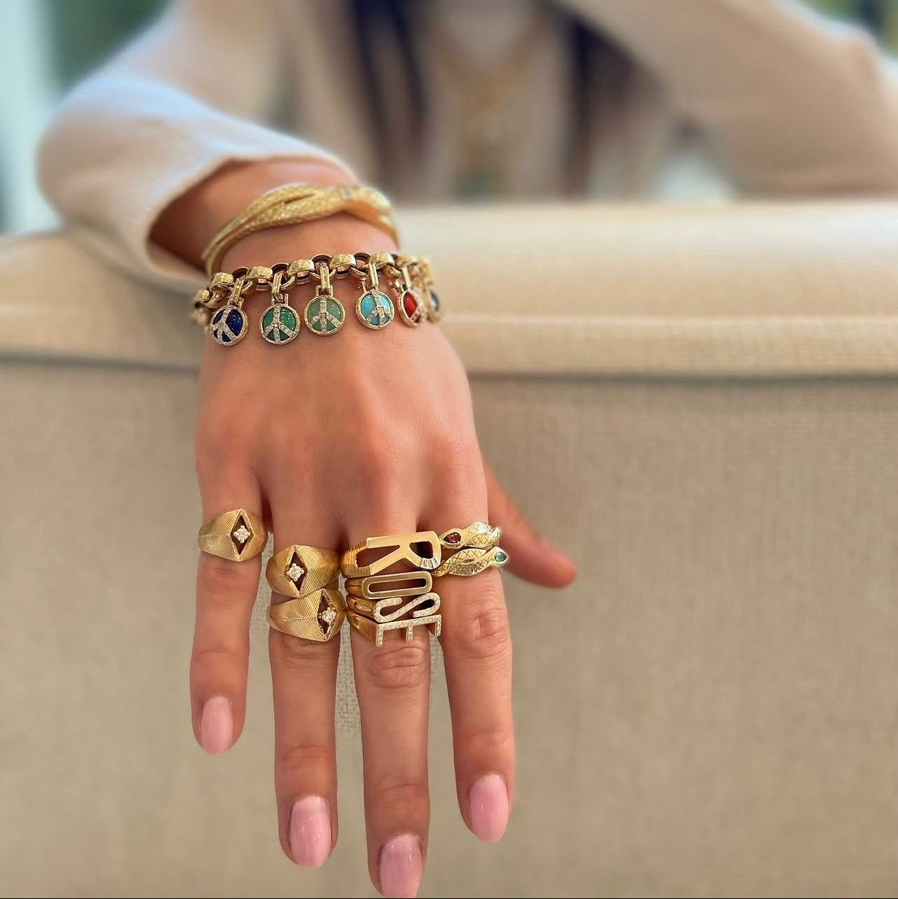 Ribbed Initial Ring - E